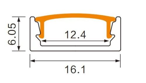 Felületre szerelhető eloxált alumínium LED profil 1m matt borítással LED szalagokhoz + végzárókkal Ecolight N sorozat