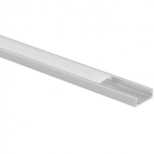 Alumínium profil LED szalagokhoz, eloxált, süllyesztett/felületre szerelhető, 2 m, matt lámpabúrával és Ecolight végsapkákkal