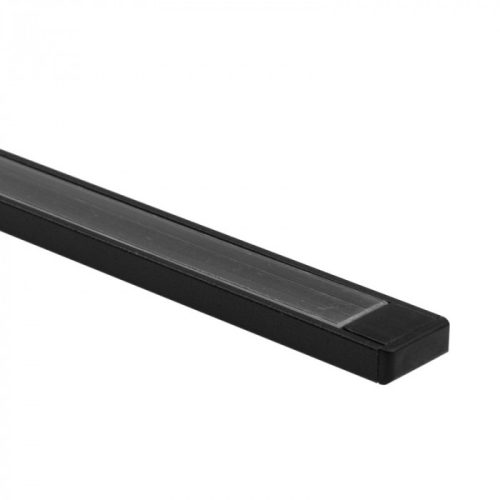 Felületre szerelhető fekete alumínium LED profil 2m átlátszó borítással LED szalagokhoz + végzárókkal Ecolight N sorozat