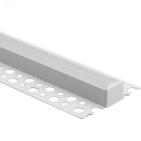   Alumínium profil, felületre szerelt, fehér, LED-hez, KARTON / GIPSZELŐ táblákhoz, 2 m, matt lámpabúrával és Ecolight végsapkákkal