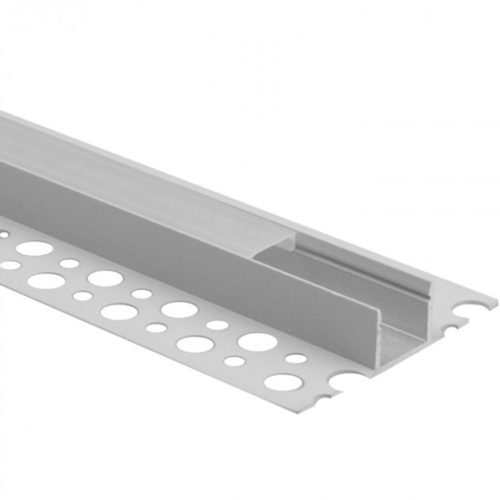 Alumínium profil, felületre szerelt, fehér, LED-hez, KARTON / GIPSZELŐ táblákhoz, 2 m, matt lámpabúrával és Ecolight végsapkákkal