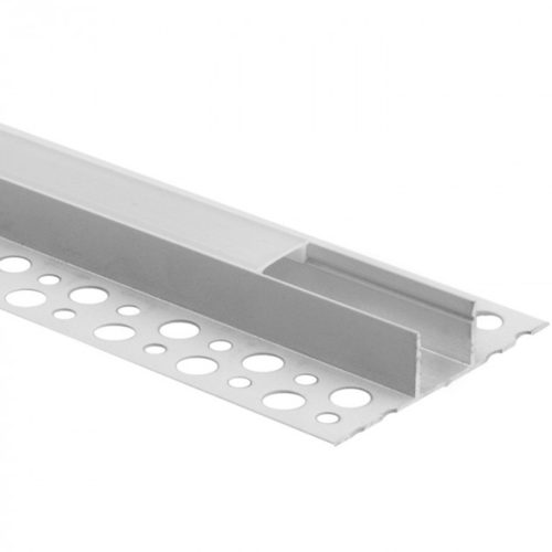 Alumínium profil, felületre szerelt, fehér, LED-hez, KARTON / GIPSZkarton lapokhoz, 2 m, opál lámpabúrával és Ecolight végzárókkal