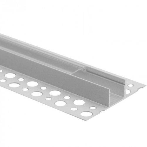 Fehér felületre szerelt alumínium profil LED-hez KARTON/GIPS kártyákhoz 2m átlátszó lámpabúrával és Ecolight végsapkákkal