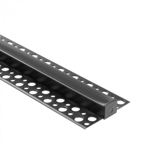 REGIPS alumínium LED profil gipszkartonhoz, csempe alá, fekete, 2m, fekete borítással LED szalagokhoz + végzárókkal, GN Ecolight sorozat