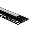 Alumínium profil, felületre szerelt, Fekete, LED-hez, KARTON / GIPSZ lapokhoz, 2m, Opal diffúzorral és Ecolight végzárókkal