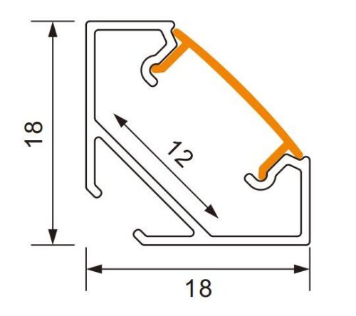 Sarokba szerelhető eloxált alumínium LED profil 1m átlátszó borítással LED szalagokhoz + végzárókkal R Ecolight sorozat