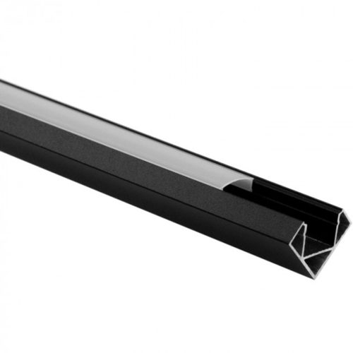 Alumínium profil LED Black Corner 2m-hez Milky lámpaernyővel és Ecolight zárókupakokkal