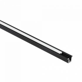   Süllyesztett alumínium LED profil, fekete, 2m, matt borítással LED szalagokhoz + végzárókkal, PW Ecolight sorozat