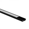 Felületre szerelhető fekete alumínium LED profil 1m matt borítással LED szalagokhoz + végzárókkal Ecolight N sorozat