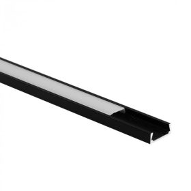   Felületre szerelhető fekete alumínium LED profil 1m matt borítással LED szalagokhoz + végzárókkal Ecolight N sorozat