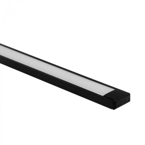 Felületre szerelhető fekete alumínium LED profil 1m matt borítással LED szalagokhoz + végzárókkal Ecolight N sorozat