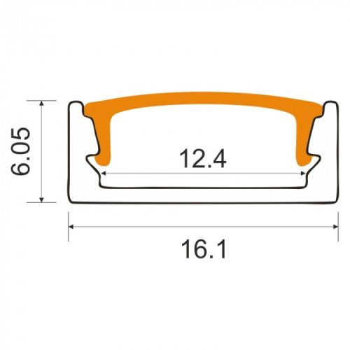 Felületre szerelhető fekete alumínium LED profil 1m átlátszó borítással LED szalagokhoz + végzárókkal Ecolight N sorozat