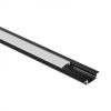 Süllyesztett alumínium LED profil, fekete, 1m, matt borítással LED szalagokhoz + végzárókkal, Ecolight P sorozat