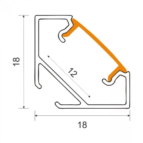 Sarokba szerelhető fehér LED alumínium profil 1m átlátszó borítással LED szalagokhoz + végzárókkal R Ecolight sorozat