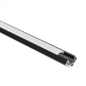   Sarokba szerelhető alumínium LED profil, fekete, 1 m, matt borítással, LED szalagokhoz + végzárókkal, R sorozat, Ecolight