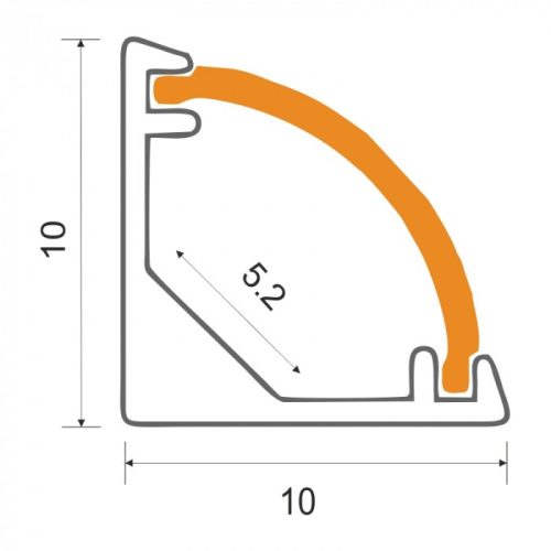 Sarokba szerelhető eloxált alumínium LED profil 1m átlátszó borítással LED szalagokhoz + végzárókkal RW Ecolight sorozat