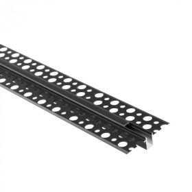   LED alumínium profil gipszkartonhoz REGIPS süllyesztett, süllyesztett, fekete, 1m, fekete borítással LED szalagokhoz + végzárókkal GPW Ecolight sorozat