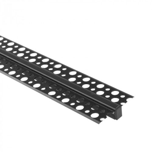 LED alumínium profil gipszkartonhoz REGIPS süllyesztett, süllyesztett, fekete, 1m, fekete borítással LED szalagokhoz + végzárókkal GPW Ecolight sorozat