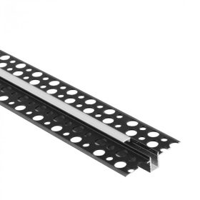   LED alumínium profil gipszkartonhoz REGIPS süllyesztett fekete 2m matt borítással LED szalagokhoz + végzárókkal GPW Ecolight sorozat