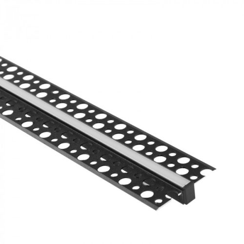 LED alumínium profil gipszkartonhoz REGIPS süllyesztett fekete 2m matt borítással LED szalagokhoz + végzárókkal GPW Ecolight sorozat