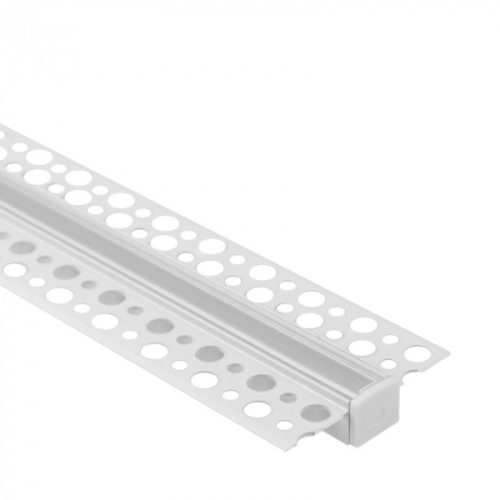 LED alumínium profil gipszkartonokhoz REGIPS süllyesztett, fehér, 1m átlátszó borítással LED szalagokhoz + végzárókkal GP Ecolight sorozat