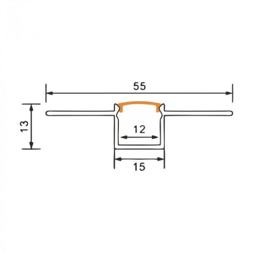 LED alumínium profil gipszkartonokhoz REGIPS süllyesztett, süllyesztett, fekete, 1m, fekete borítással LED szalagokhoz + végzárókkal GP Ecolight sorozat