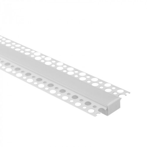 LED alumínium profil gipszkartonhoz REGIPS széles süllyesztett fehér 2m matt borítással LED szalagokhoz + végzárókkal GPS Ecolight sorozat