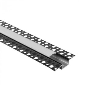   LED alumínium profil gipszkartonhoz REGIPS széles süllyesztett fekete 2m matt borítással LED szalagokhoz + végzárókkal GPS Ecolight sorozat