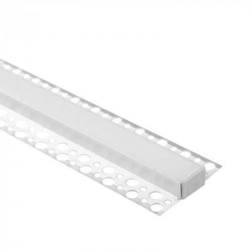 REGIPS alumínium LED profil gipszkartonhoz, széles, csempe alá helyezhető, eloxált, 2 m, matt borítással, LED szalagokhoz + végzárókkal, GNS Ecolight sorozat
