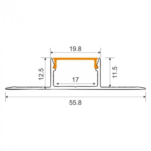 LED alumínium profil gipszkartonhoz REGIPS széles csempéhez való alátét fehér 2m tejfehér borítással LED szalagokhoz + végzárókkal GNS Ecolight sorozat