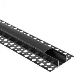   LED alumínium profil gipszkartonhoz REGIPS széles csempéhez való alátét, fekete, 2 m, fekete borítással LED szalagokhoz + végzárókkal, GNS Ecolight sorozat