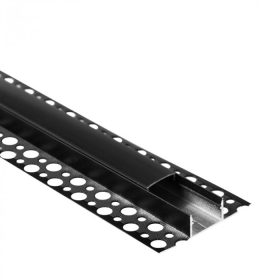   LED alumínium profil gipszkartonhoz REGIPS széles csempéhez való alátét, fekete, 1 m, fekete borítással LED szalagokhoz + végzárókkal, GNS Ecolight sorozat