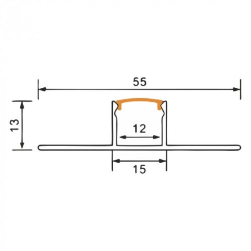 REGIPS alumínium LED profil gipszkartonhoz, csempe alá, fehér, 1m, matt ernyővel LED szalagokhoz + végzárókkal, GN Ecolight sorozat