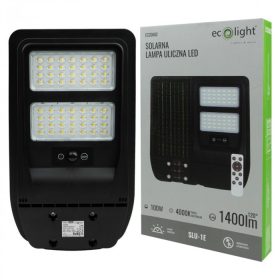   Ecolight napelemes LED utcai lámpa 100W 1000lm 4000K semleges IP65 mozgás- és alkonyérzékelővel