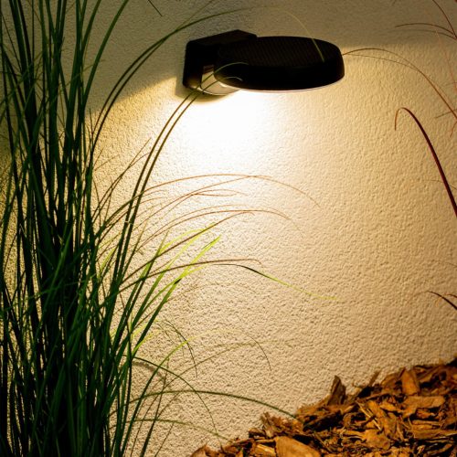 Kerti fali lámpa emelő LED napelemes lámpatest mozgás- és szürkületérzékelővel 4000K IP65