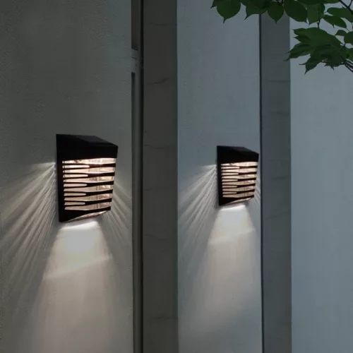 LED-es napelemes fali lámpa homlokzati lámpatest alkony érzékelővel 4000K IP64