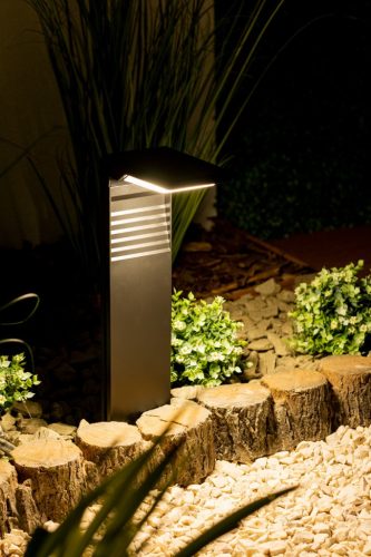 LED napelemes kerti lámpa szegecses állóoszlop 57cm 4000K IP64 alkony érzékelővel