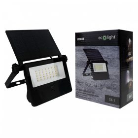   Ecolight LED napelemes reflektor 4W 400lm 4000K semleges fehér 2000mAh IP65 mozgás- és alkonyérzékelővel
