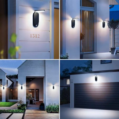 LED napelemes kerti lámpa homlokzati lámpatest mozgás- és szürkületérzékelő 4000K IP65