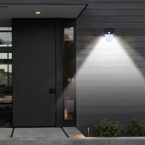 LED napelemes kerti homlokzati lámpa fali lámpa 4000K IP54 mozgás- és szürkületérzékelő