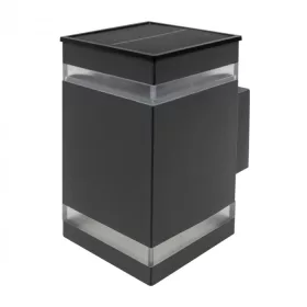   Napelemes homlokzati kültéri LED fali kerti lámpa 1.2W 15lm 4000K semleges fehér 120° fekete IP44 alkonyérzékelővel SOE-14S Ecolight