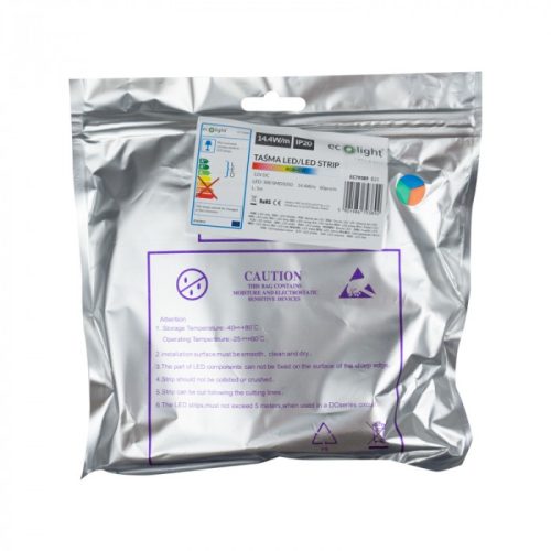 LED szalag SMD 5050 14.4W/m 60LED/m 12V 6500K Többszínű RGB + Hidegfény IP20 5m Tekercs Ecolight