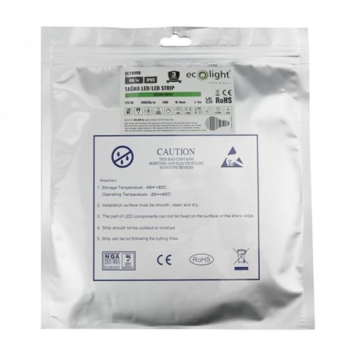 LED szalag COB 9W/m 480LED/m 12V zöld IP65 5m tekercs Ecolight