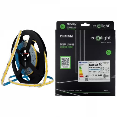 LED szalag COB 7W/m 840lm/m 320LED/m 24V 6000K Hideg IP67 Tekercs 5m Ecolight
