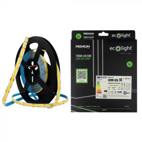   LED szalag COB 9W/m 945lm/m 480LED/m 24V 3000K Melegfényű IP67 Tekercs 5m Ecolight