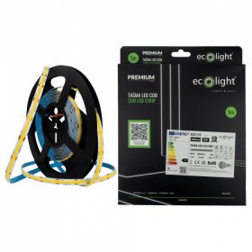   LED szalag COB 9W/m 1035lm/m 480LED/m 24V 4000K Semleges IP67 5m Tekercs Ecolight