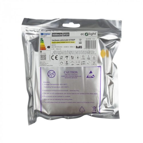 LED szalag SMD 2835 10.8W/m 500lm/m 60LED/m 24V 3000K Melegfényű IP20 Tekercs 5m Ecolight