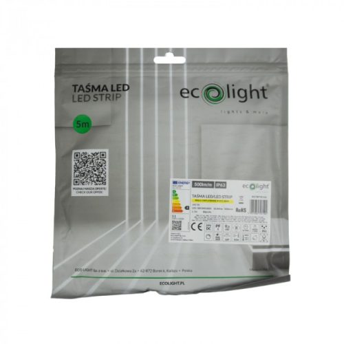 LED szalag SMD 2835 10.8W/m 500lm/m 60LED/m 24V 3000K Melegfényű IP63 Tekercs 5m Ecolight