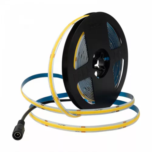 LED szalag COB 7W/m 630lm/m 320LED/m 24V 3000K Melegfényű IP20 5m-es tekercs + tápegység + Ecolight távirányító