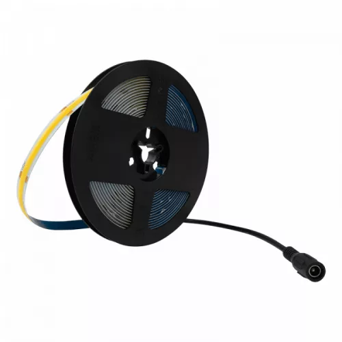 LED szalag COB 7W/m 630lm/m 320LED/m 24V 3000K Melegfényű IP20 5m-es tekercs + tápegység + Ecolight távirányító